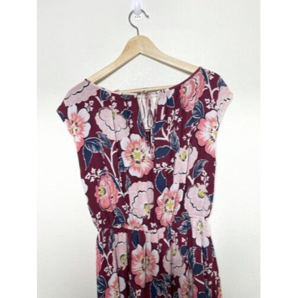Loft Floral Dress Short Sleeve Red And Pink Size Large - Picture 6 of 6